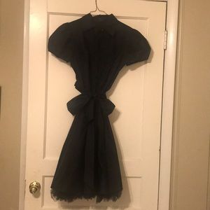 BCBG Maxazria Black silk taffeta dress w/ krinlin